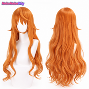 One Piece Nami Cosplay Wig  Orange 65cm Long Curly Hair