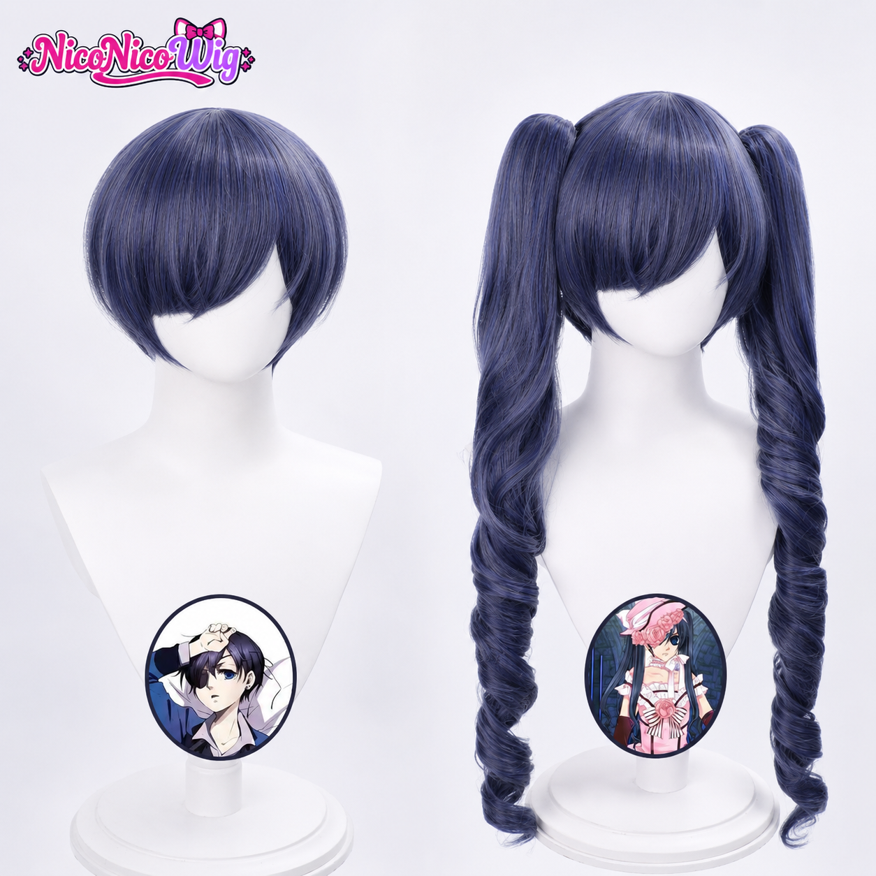 Black Butler Ciel Phantomhive Cosplay Wig Female Dress Version with Realistic Scalp
