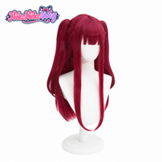 Marin Kitagawa succubus cosplay wig with burgundy twin ponytails - front view