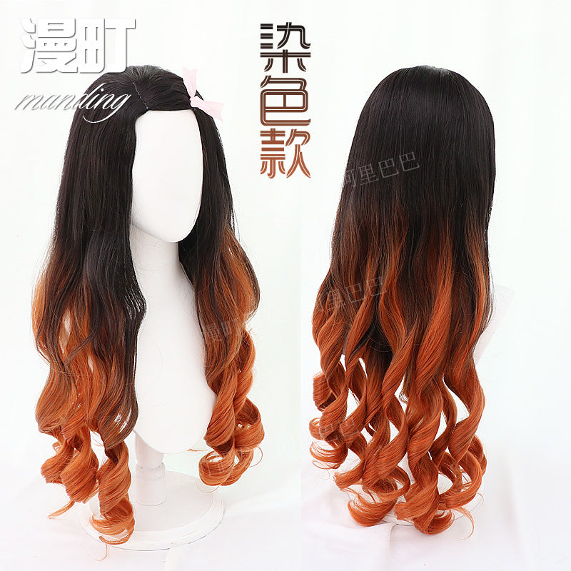 Demon Slayer Nezuko Kamado Demon Form Cosplay Wig  Firework Curl Style