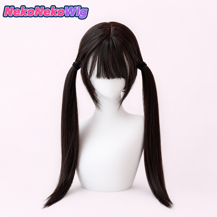 70cm Pre-Tied Long Straight Cosplay Wig – Black Tea Brown or Cool Brown Full-Head Style
