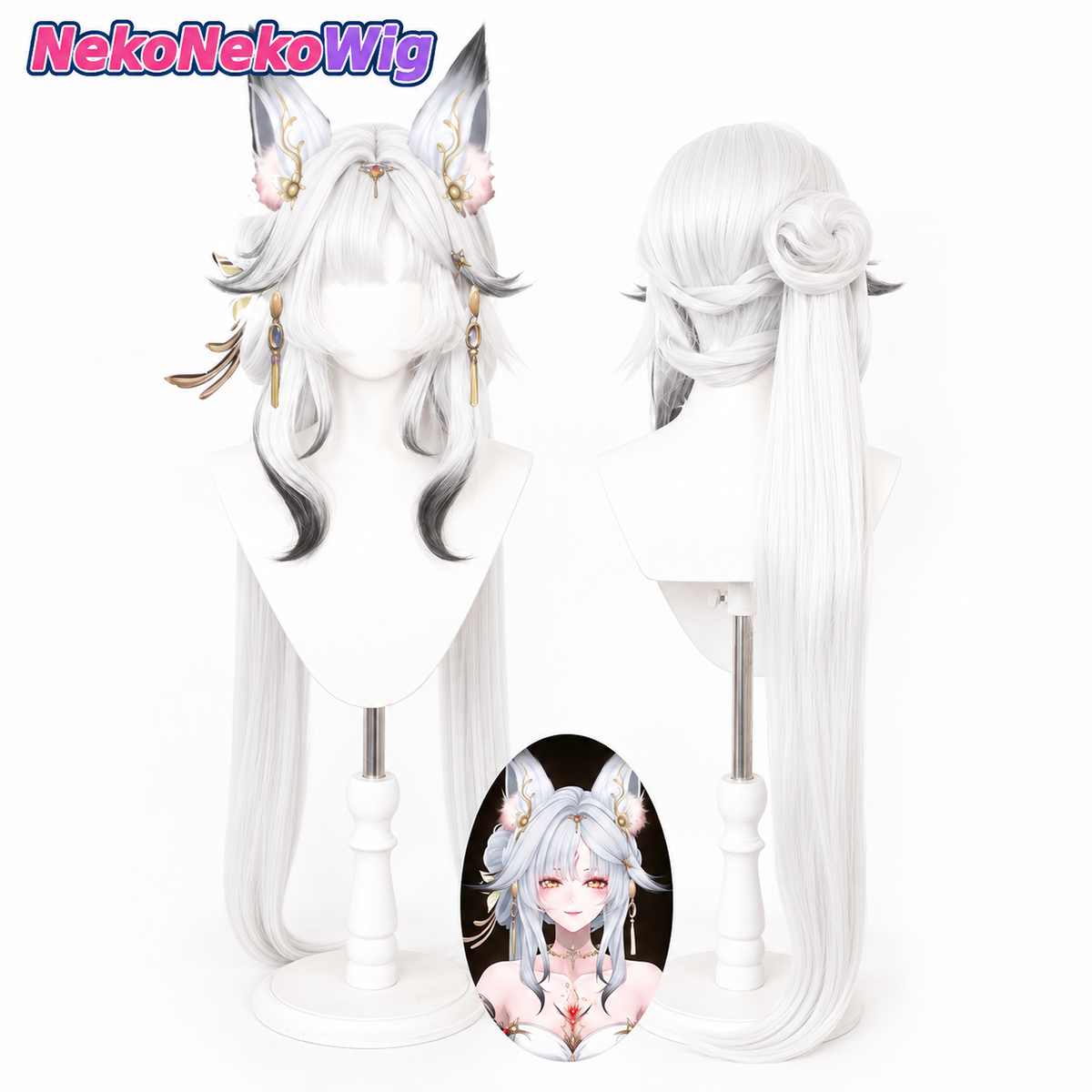 Wuthering Waves Cosplay Wig  Realistic Scalp & Clip-On Ponytail Hairpiece