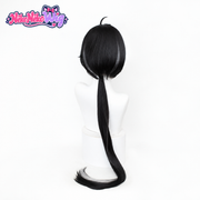 Wuthering Waves Female Rover Cosplay Wig - Black Low Ponytail - rear view