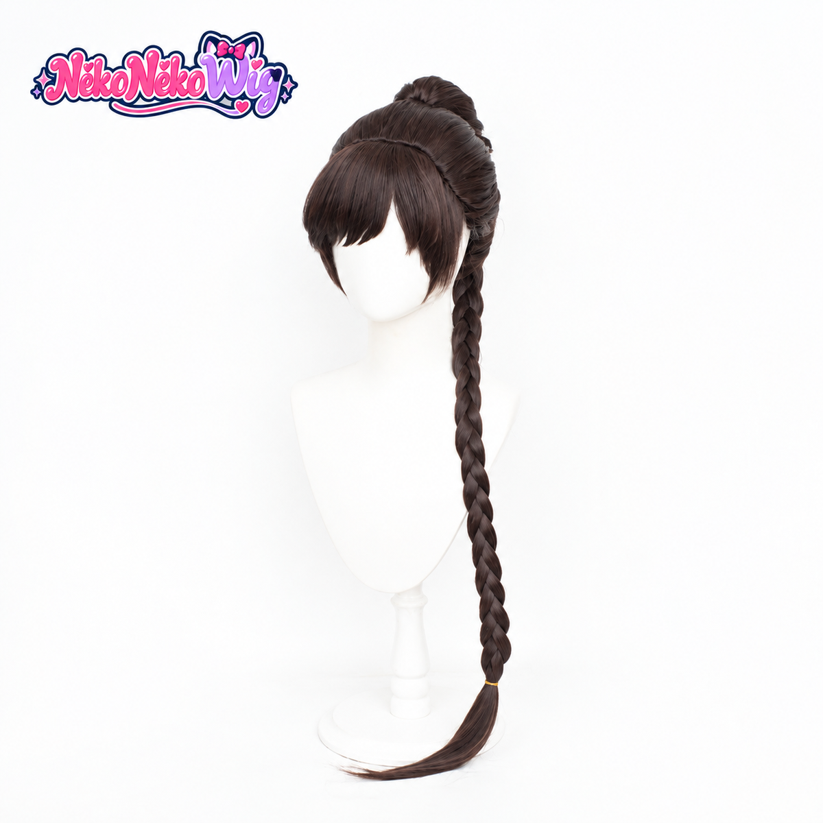 Soul Land Xiao Wu Cosplay Wig - Brown Bun and Clip-On Braid