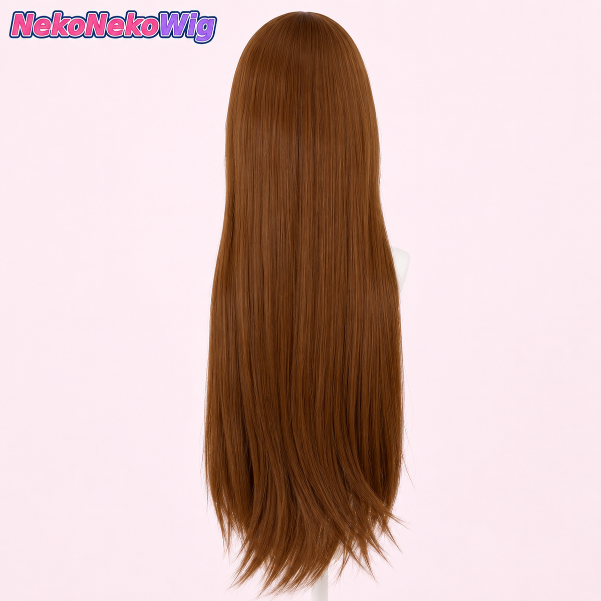 80cm Long Straight Cosplay Wig – Scalp-Top Long Bangs, Black or Brown