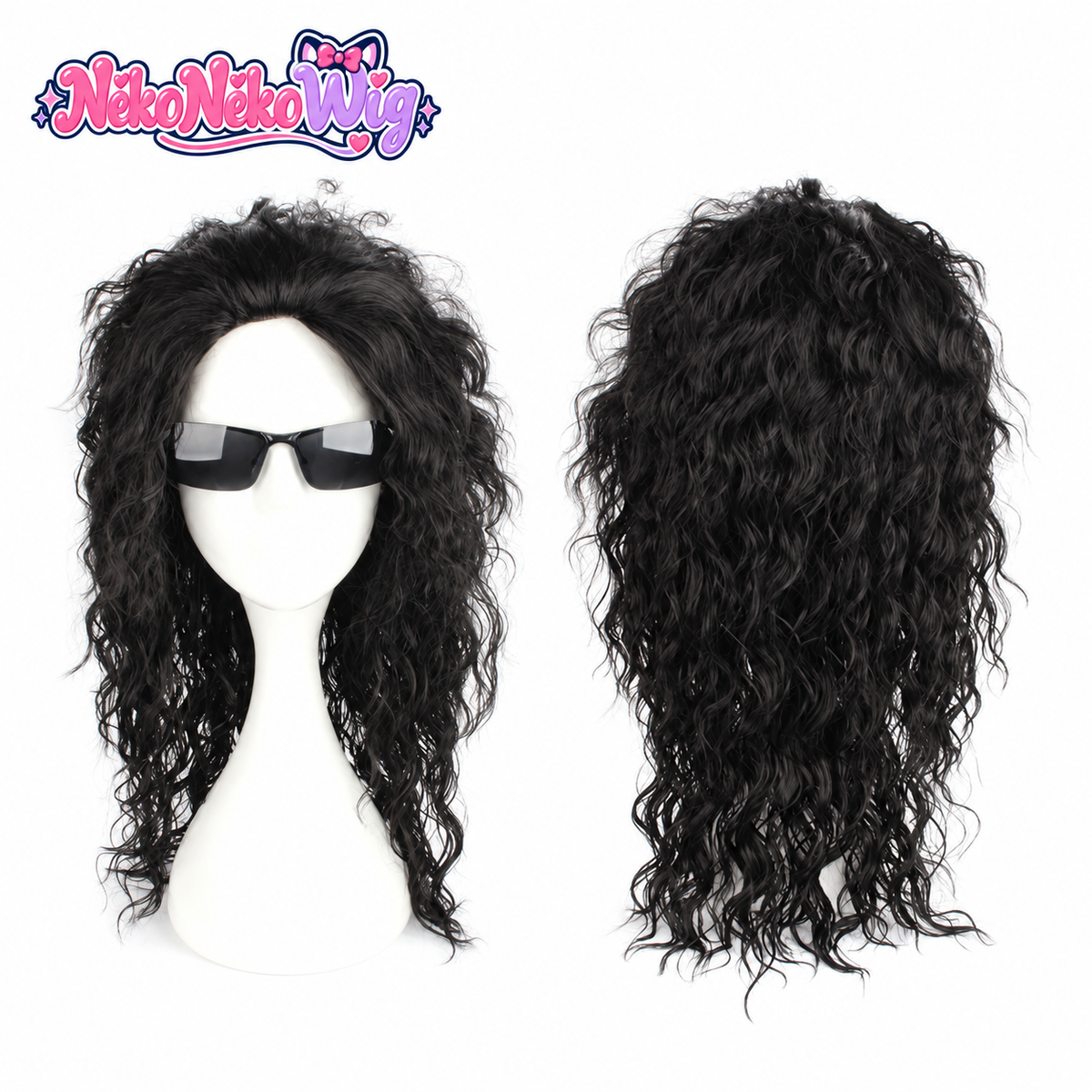 Black Curly Stage Wig - MJ-Inspired Costume Style