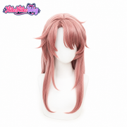 Honkai Star Rail Jiaoqiu long pink layered cosplay wig, front view