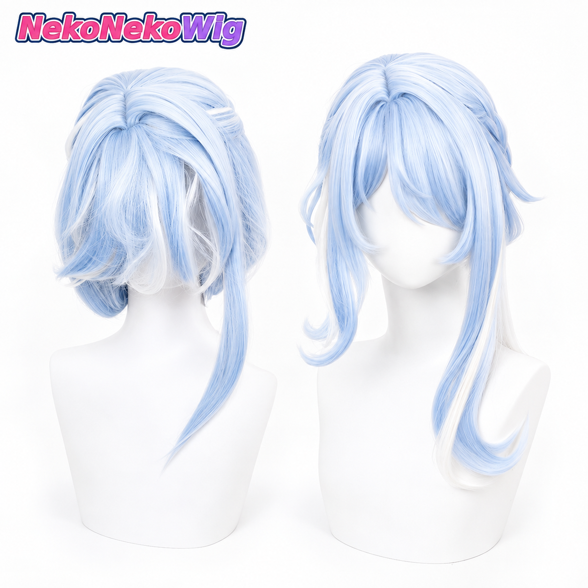 Genshin Impact Odette Cosplay Wig  White Highlights & Realistic Scalp Style