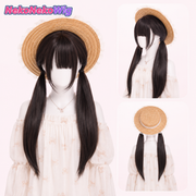 70cm Pre-Tied Long Straight Cosplay Wig – Black Tea Brown or Cool Brown Full-Head Style