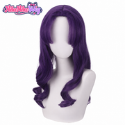 Misato Katsuragi purple layered cosplay wig with curled ends - front view