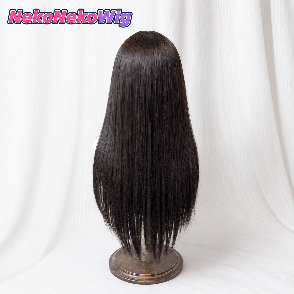 60cm Long Straight Cosplay Wig – Black Tea or Cool Brown Full-Head Style