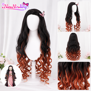 Demon Slayer Nezuko Kamado Demon Form Cosplay Wig  Firework Curl Style