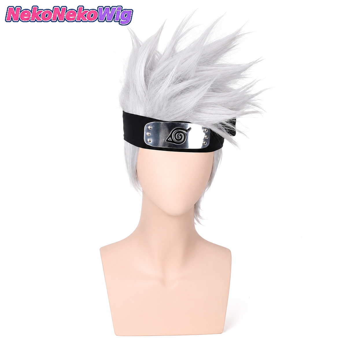 Naruto Kakashi Hatake Cosplay Wig – Silver Gray Spiky Ninja Style