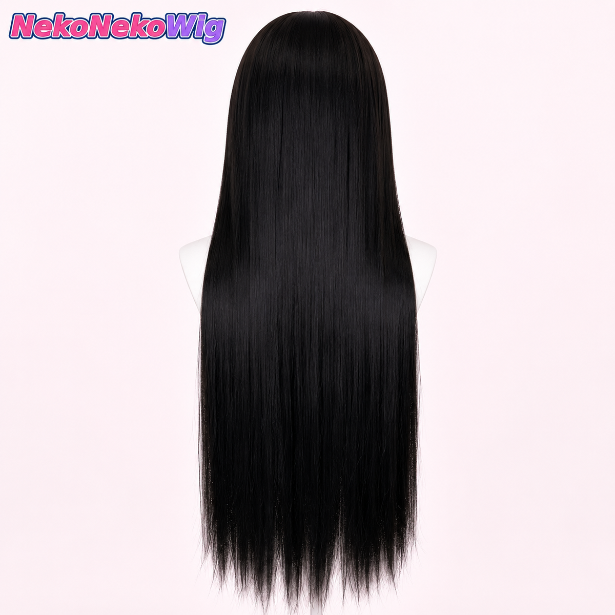 80cm Long Straight Cosplay Wig – Scalp-Top Long Bangs, Black or Brown