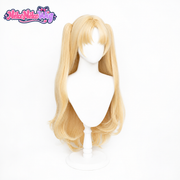Ereshkigal long blonde twin ponytail cosplay wig, front view