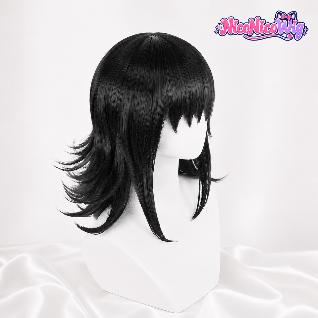 Demon Slayer Makomo Cosplay Wig  Layered Fluffy Short Wig
