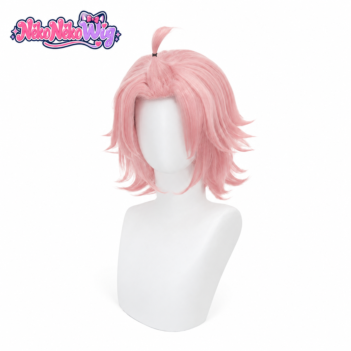 Genshin Impact Diona short dusty-pink layered cosplay wig, front view
