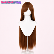 80cm Long Straight Cosplay Wig – Scalp-Top Long Bangs, Black or Brown
