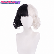 101 Dalmatians Cruella de Vil Cosplay Wig – Black & White Short Curly Style