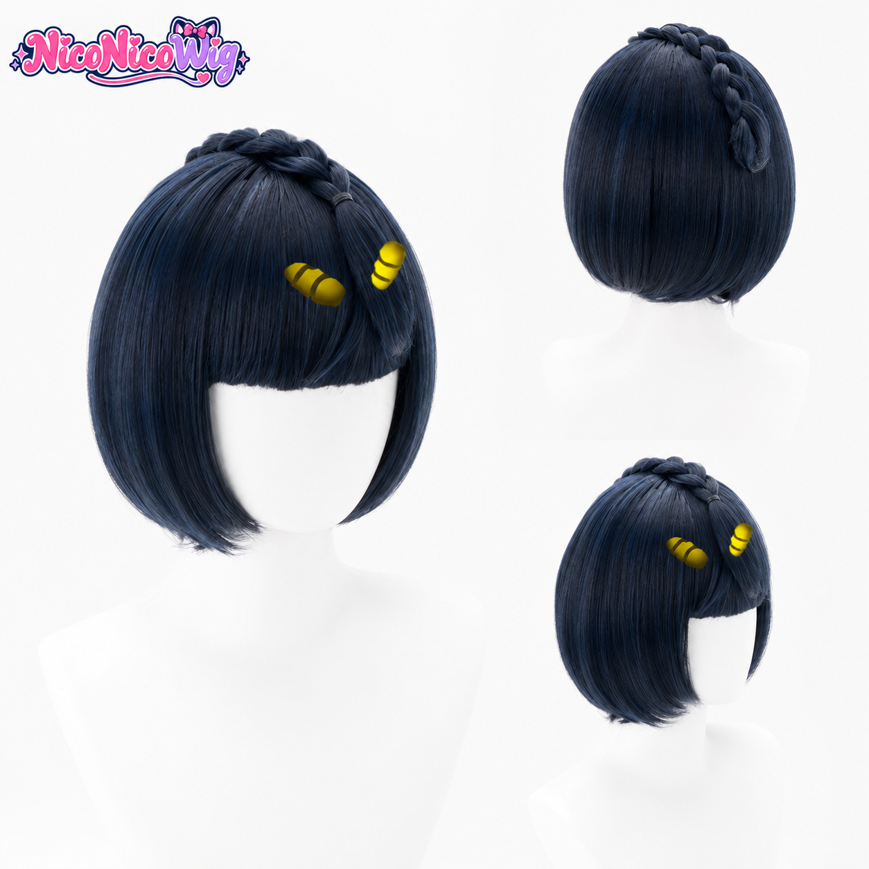 JoJo's Bizarre Adventure Golden Wind Bruno Bucciarati Cosplay Wig  Black Bob Cut Anime Wig