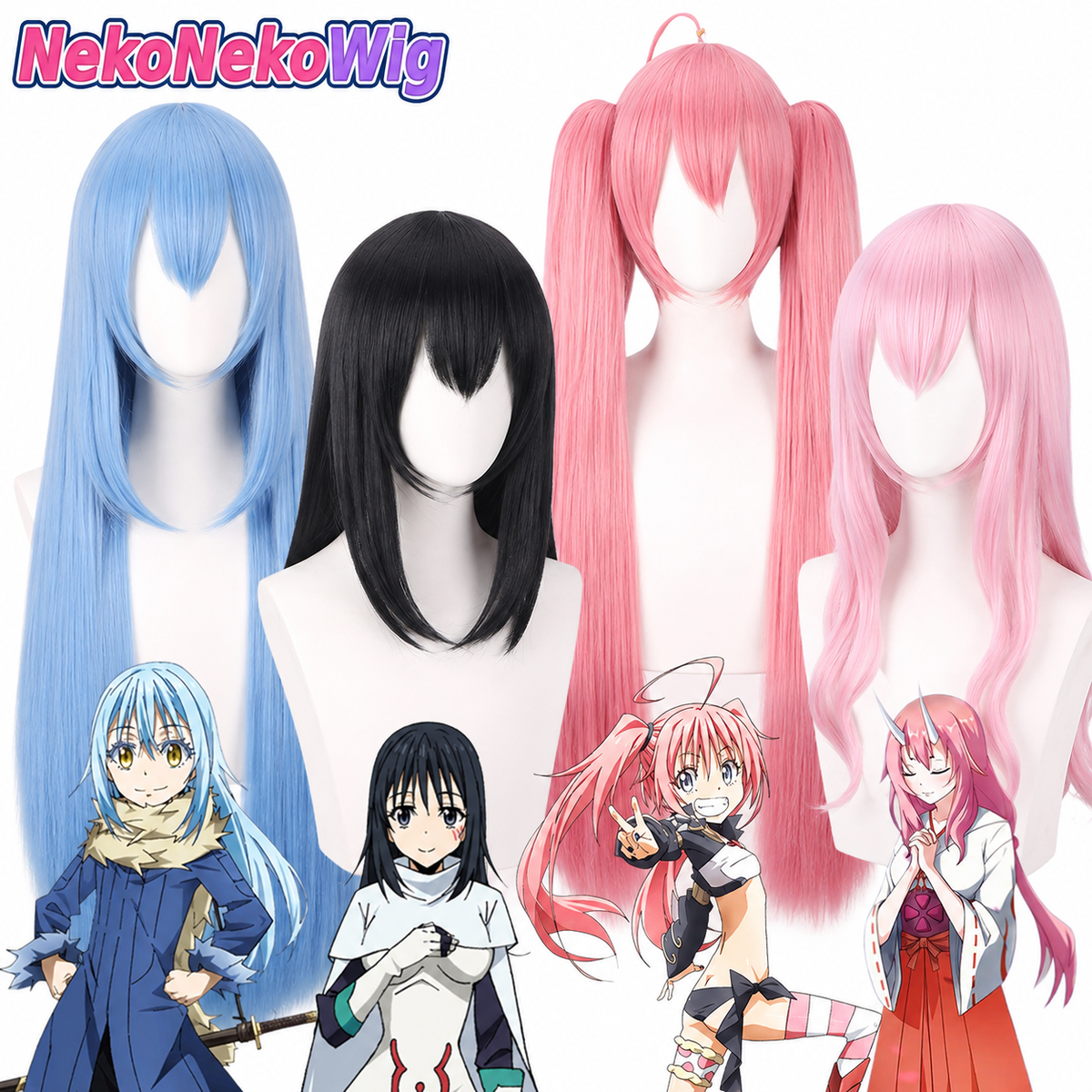 That Time I Got Reincarnated as a Slime Rimuru, Milim, Shuna & Shizu Multi-Character Cosplay Wig