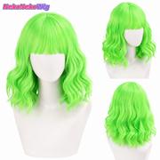 Short Wavy Curly Cosplay Wig – Straight Bangs Multi-Color Styles