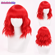 Short Wavy Curly Cosplay Wig – Straight Bangs Multi-Color Styles