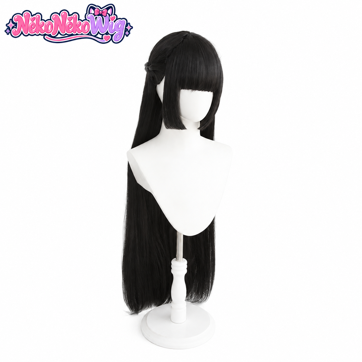 Zenless Zone Zero Hoshimi Miyabi long black cosplay wig, front view