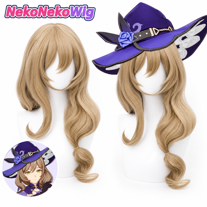 Genshin Impact Lisa Cosplay Wig  Long Slightly Curled Character Hairstyle