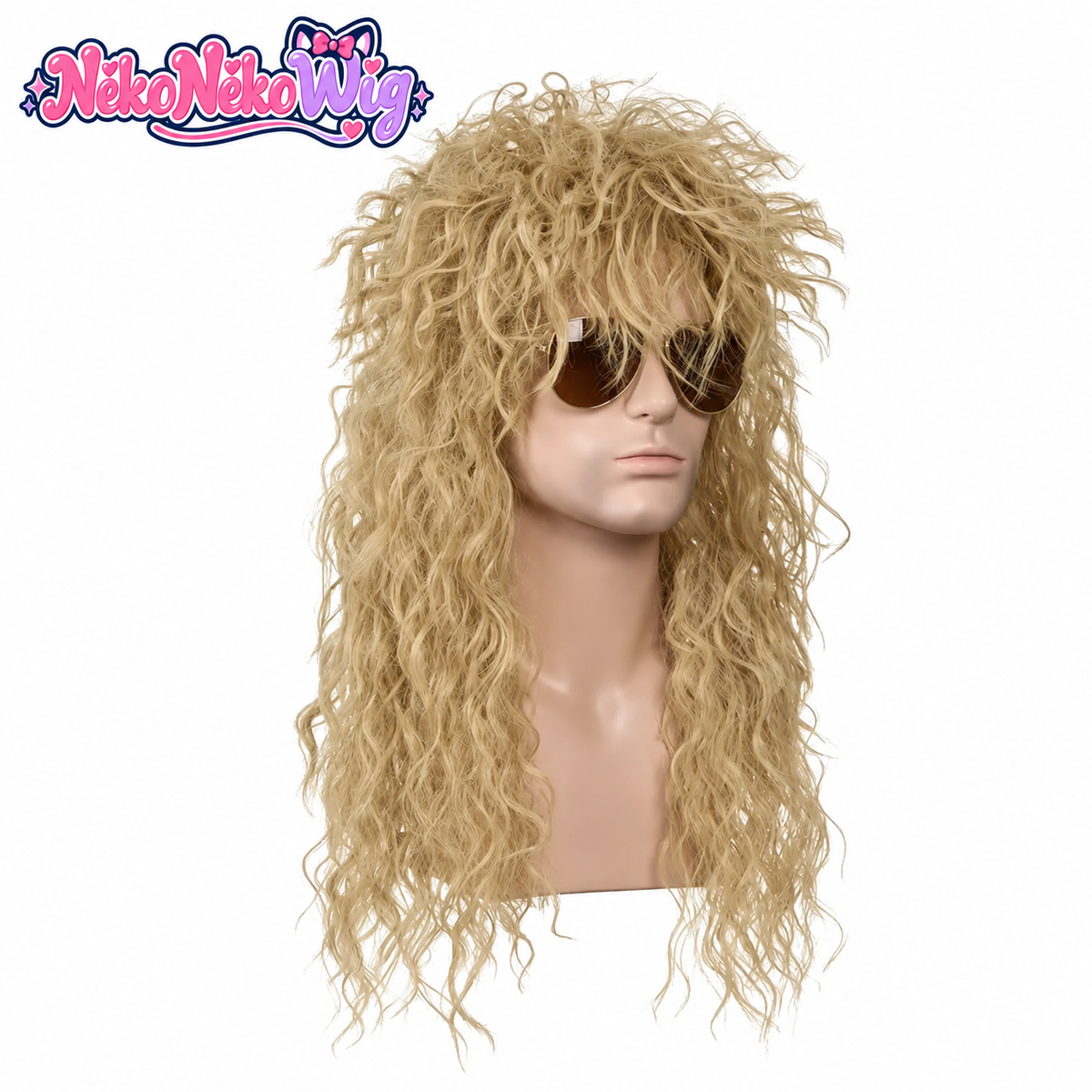 Blonde shaggy rock costume wig with tousled bangs and long waves - SR collection