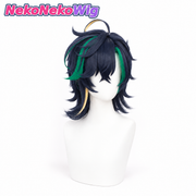 Genshin Impact Kinich Cosplay Wig  Two-Tone Highlighted Short Hair Style