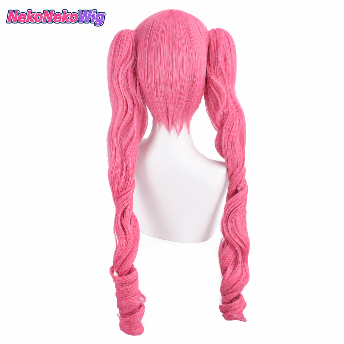 One Piece Perona Cosplay Wig  Rose Pink 65cm Twin Curled Ponytail Character Style