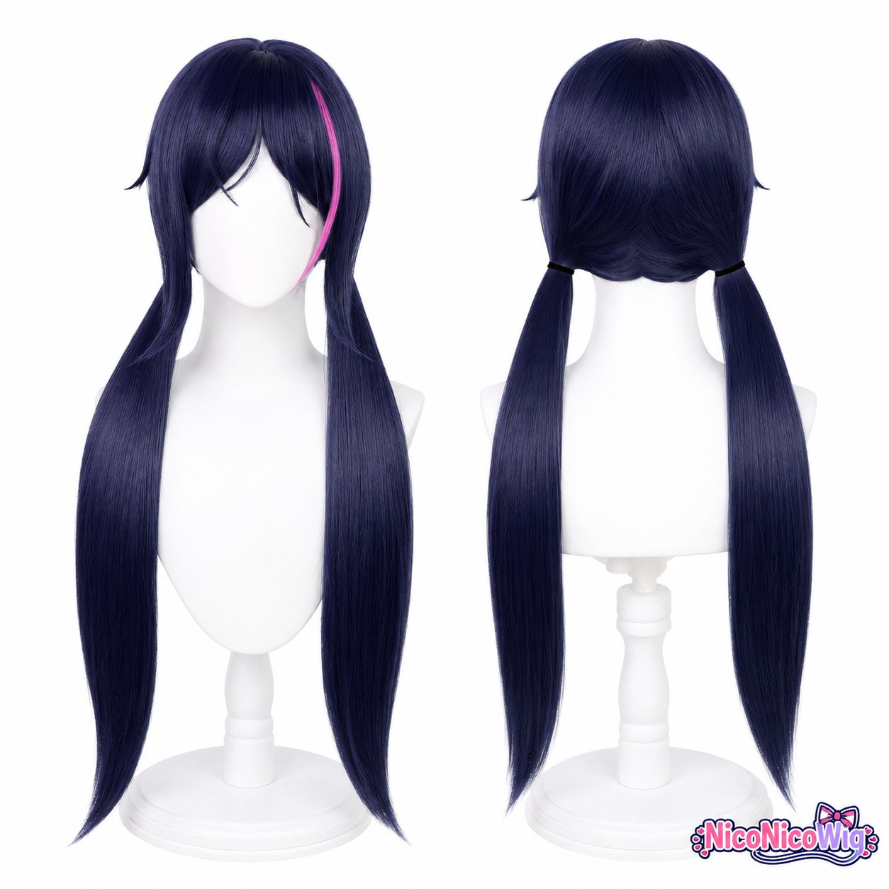 MiSide Mita Cosplay Wig  Pre-Styled Twin Ponytails with Realistic Scalp Top