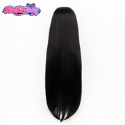 Tifa Lockhart long straight black cosplay wig, back view