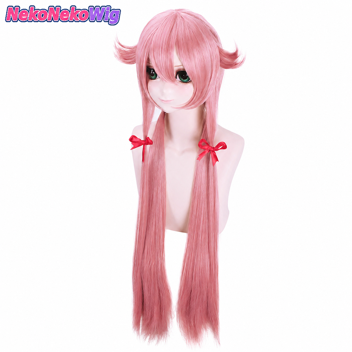 Future Diary Yuno Gasai Cosplay Wig  100cm Smoky Pink Extra-Long Straight Style