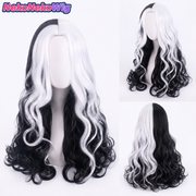 101 Dalmatians Cruella de Vil Cosplay Wig – Black & White Short Curly Style