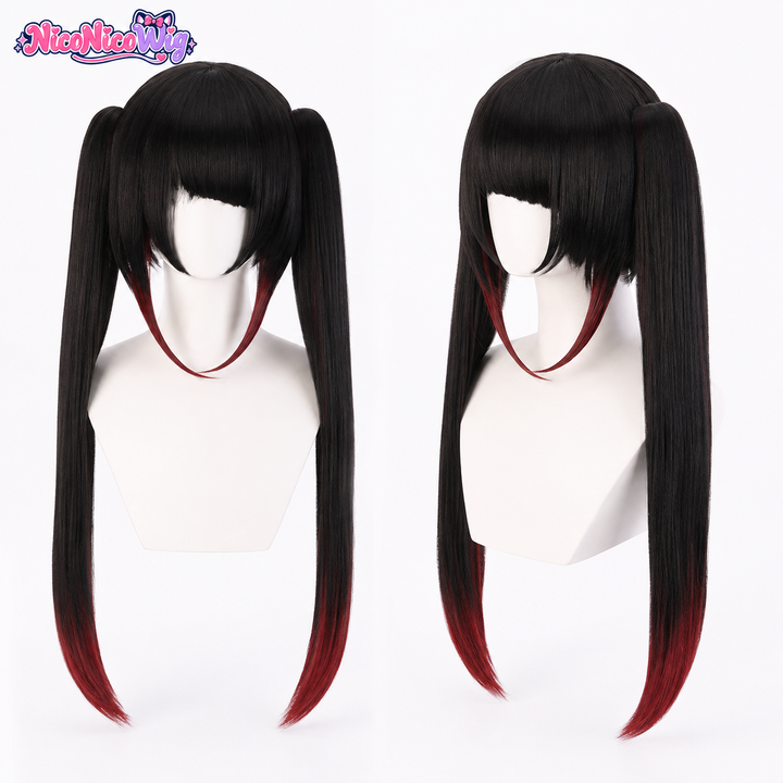 Date A Live Kurumi Tokisaki Cosplay Wig  Black Brown Ombre Twin Tails