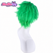 Roronoa Zoro short green spiked cosplay wig - back view