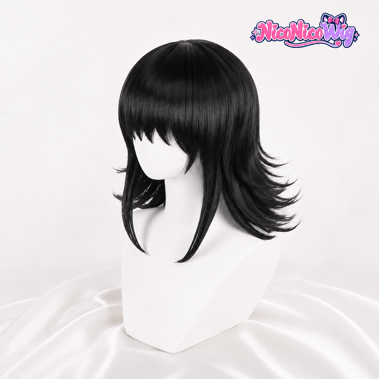 Demon Slayer Makomo Cosplay Wig  Layered Fluffy Short Wig