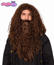 Dark brown long wavy wizard wig and matching beard - SR collection