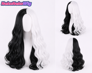 101 Dalmatians Cruella de Vil Cosplay Wig – Black & White Short Curly Style