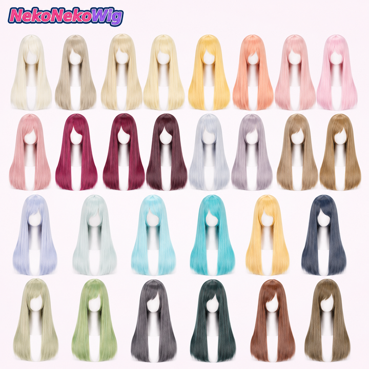 60cm Multi-Color Long Straight Cosplay Wig – Buckle Net Style