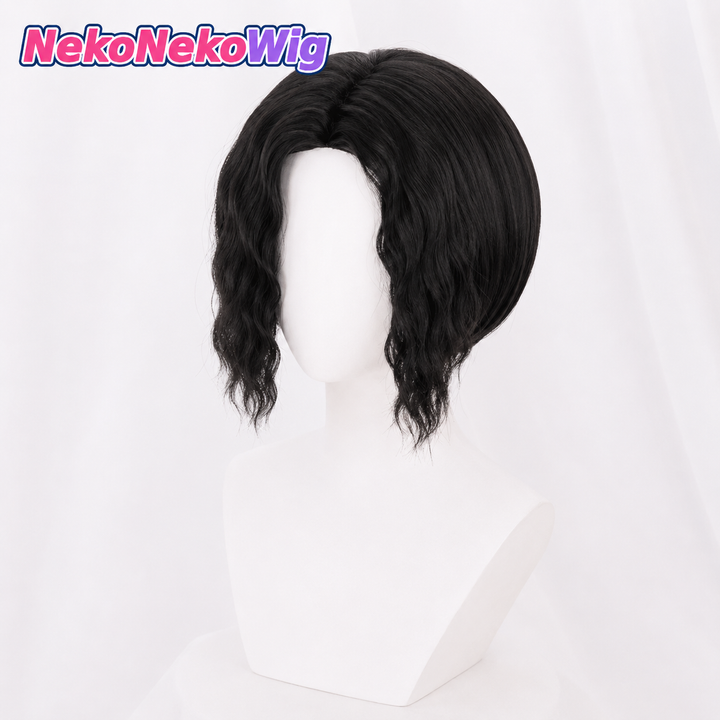 Demon Slayer Muzan Kibutsuji Cosplay Wig  Black Wavy Center-Part Style