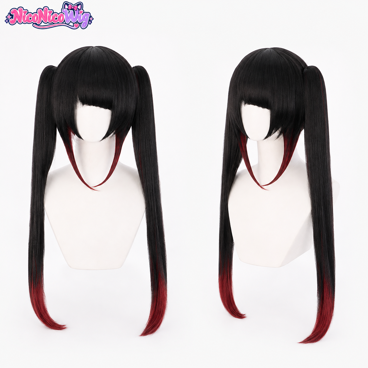 Date A Live Kurumi Tokisaki Cosplay Wig  Black Brown Ombre Twin Tails