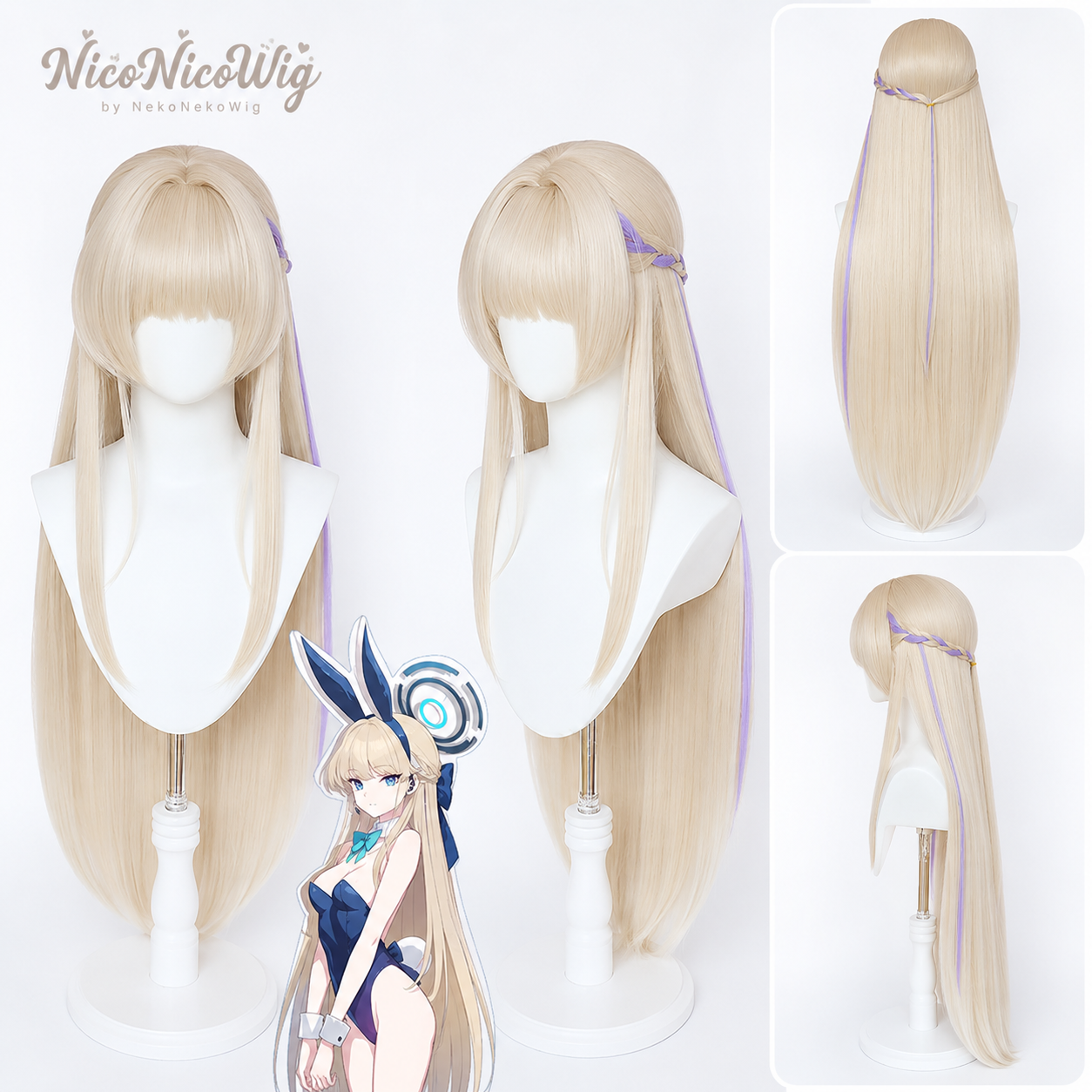 Blue Archive Asuma Toki Cosplay Wig  Maid & Bunny Girl Version