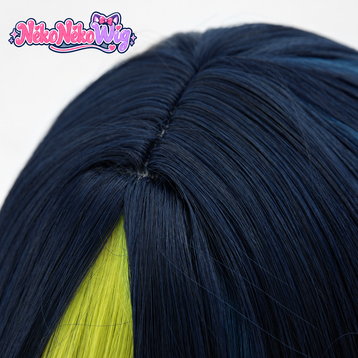 Genshin Impact Tighnari Cosplay Wig - Navy Blue and Green Bob