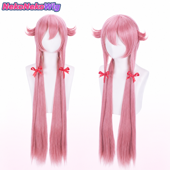Future Diary Yuno Gasai Cosplay Wig  100cm Smoky Pink Extra-Long Straight Style