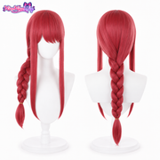 Chainsaw Man Makima Cosplay Wig  Rose Red Braided Wig with Face-Framing Layers