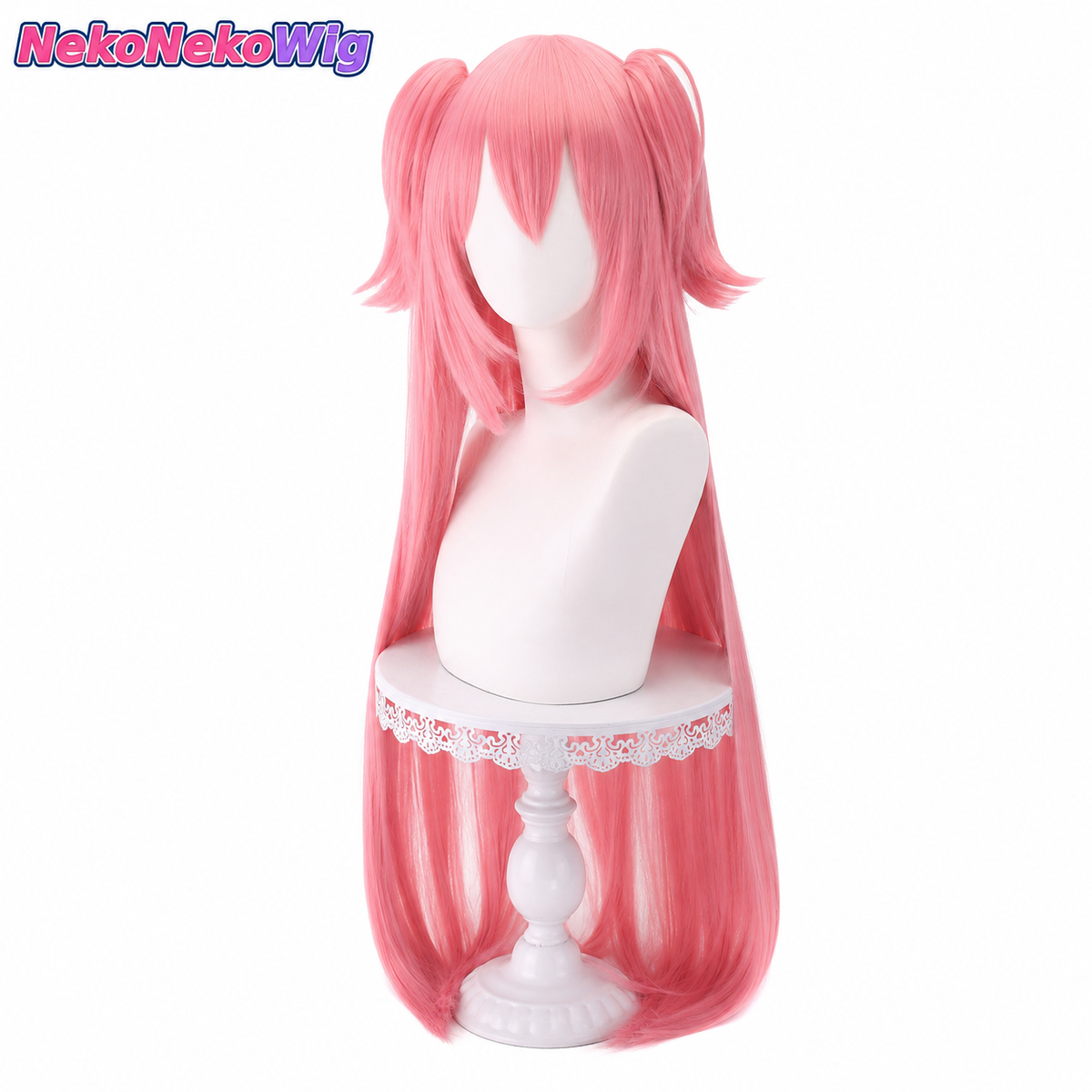 Puella Magi Madoka Magica Ultimate Madoka Cosplay Wig  Smoky Pink Twin Claw-Clip Style