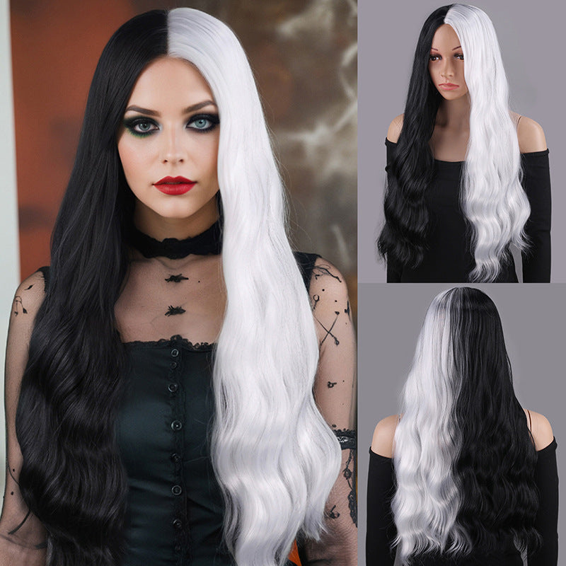 101 Dalmatians Cruella de Vil Cosplay Wig – Black & White Short Curly Style